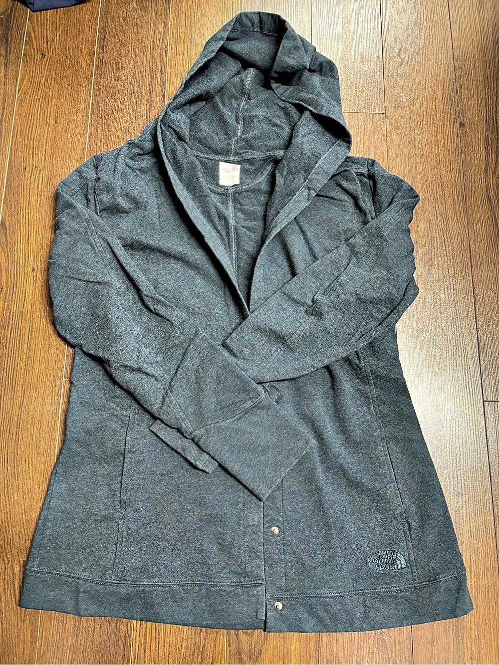 The North Face Hooded Cardigan Style Top, teal color, size L